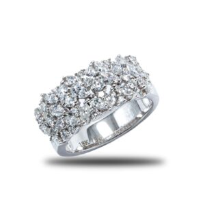 18k White Gold Marquis and Round Diamond Cluster Band