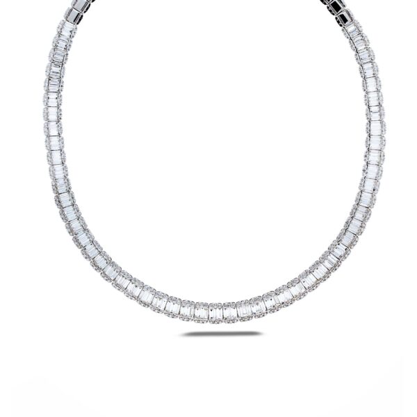18k White Gold Baguette Diamond Chain Necklace