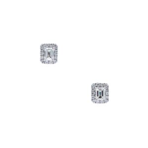 18k White Gold Emerald Cut Diamond Studs