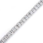 18k White Gold Round and Baguette Cut Diamond Bangle links