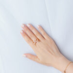 18k Rose Gold Diamond Ribbon Ring on hand