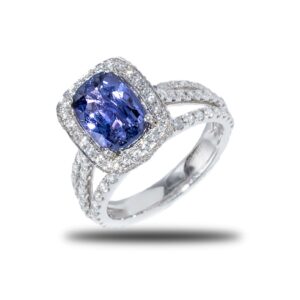 18k White Gold 4.07ct Blue Sapphire Ring