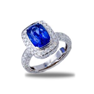 18k white gold 4.03ct blue sapphire diamond ring