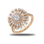 18k Rose Gold Starburst Diamond Ring
