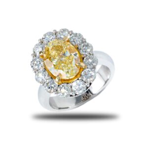 18k White Gold 4ct Fancy Yellow Diamond Ring