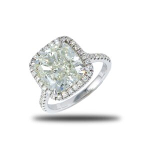 18k White Gold Cushion Cut Halo Diamond Ring