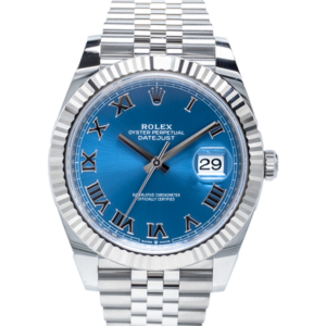 Rolex Datejust Blue Dial Roman Numerals Ref 126334 Watch Closer front view